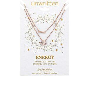 Energy Rose Gold Plated Cubic Zirconia and Bar Layered Pendant Necklace NWT